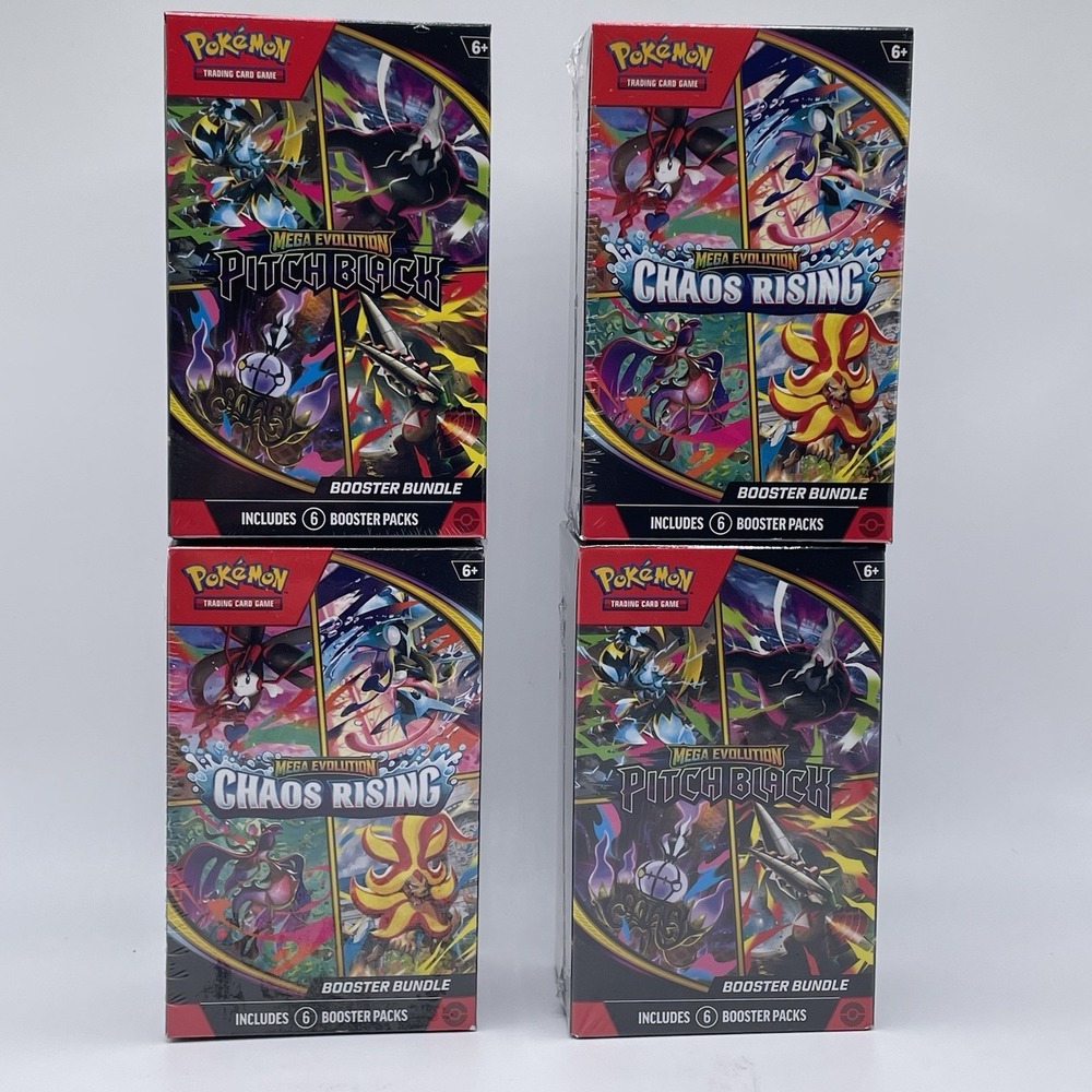 Pokemon TCG Mega Evolution Pitch Black & Chaos Rising Booster Bundle Lot Of 4